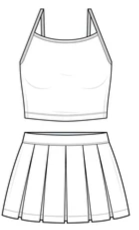 2Pcs set white Skirt with lace top, Small