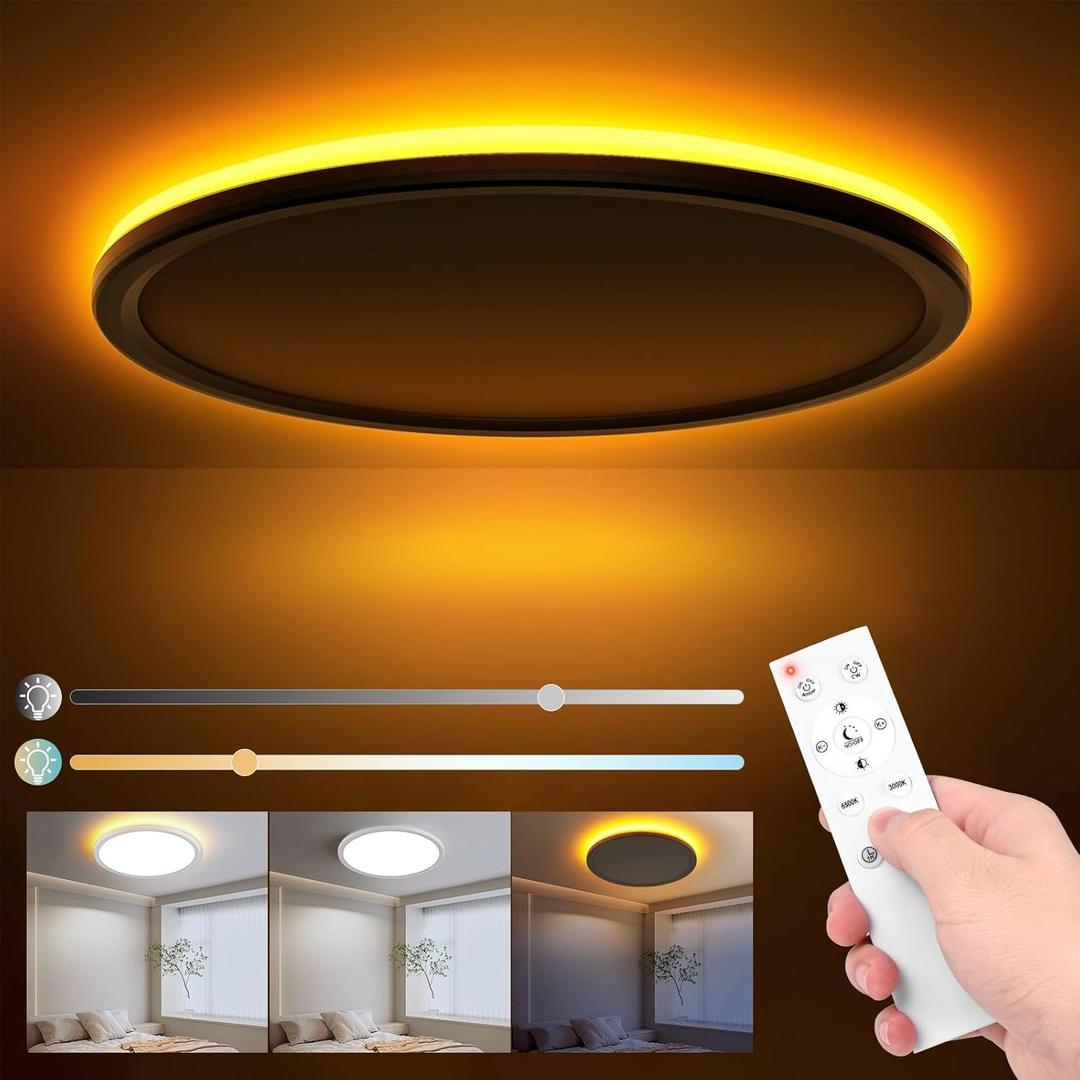 24W LED Ceiling Light,120V, 60HZ,  Ceiling Light 3000K-6500K, 1800K Dimmable LED Ceiling Light with Remote Control for Bedrooms, Living Room, Bathroom, Kitchen