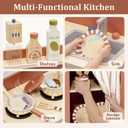 Lehoo Castle Kids Play Kitchen for Toddlers 1-3, Wooden Kitchen Playset Small, Pretend Play Kitchen Toys with Play Food Pots and Pans Accessories, 22.06In X 9.65In X 28.36In
