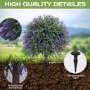 Artificial Lavender Topiary Ball Tree 25" with Ground Spike, Set of 2 Artificial Boxwood Bushes for Faux Shrubs, Fake Evergreen Faux Plant for Indoor Outdoor Porch Garden -UV ResistantFade-Proof
