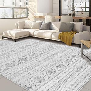 Nakagishi 10x14 Area Rug Living Room: Washable Boho Large Neutral Soft Farmhouse Modern Rugs Stain Resistant Moroccan Non-Slip Indoor Carpet for Bedroom Nursery Kids Office Dining Room- Dark Grey