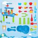 Water Table for Toddlers 3-5 | 3-Tier Kids Water Table Toys, Outdoor Water Table with Rain Showers Splash Pond for Beach Backyard Summer, Sensory Play Table for Boys Girls