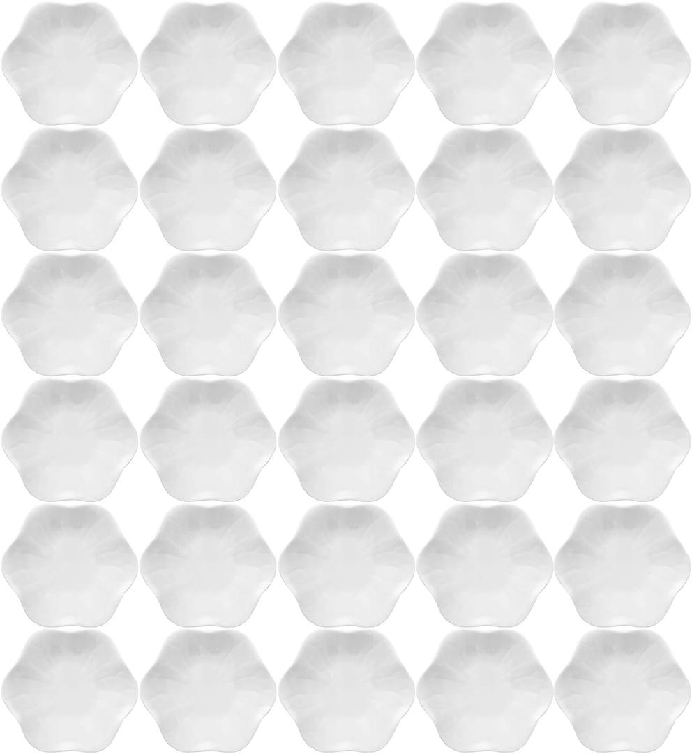 30-Pack Ring Dish Bulk, White Ceramic Lotus Trinket Tray 4.5" Wedding Favor Bridesmaid Gift, Small Jewelry Holder Catchall