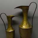 Decorative Antique Style 1 Handle Metal Jug Floor Vase - 20.75 in Tall Vintage Inspired Rustic Design for Entryway, Living Room, or Dining Room - Ideal for Flower Arrangements, Greenery (Set of 2)