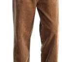 IDEALSANXUN Mens Corduroy Pants Flat Front Straight Leg Casual Pants (34W x 30L, 1-camel)