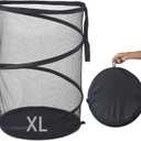 Mesh Popup Laundry Hamper 115L Foldable Laundry Basket Extra Large Capacity Collapsible Clothing Storage Basket with Handles 26 H x 18 W x 18 L (Black)