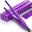 0.3 Inch Super Slim Design Mini Flat Iron for Short Hair, 2 in 1 Hair Straightener and Curler, Dual Voltage PTC and Ceramic Small Flat Iron Hair Straightener (Light Purple)