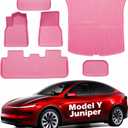 2026 Model Y Juniper Floor Mats All Weather Carpet Cargo Liners New Tesla Y 2025 Anti Slip Cover Waterproof Trunk Matt Girly Barbie Pink Car Accessories Odorless Rubber Protector Pad Set