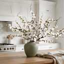 Waipfaru 4 Pcs Faux Cherry Blossom Branches, 36'' Cherry Blossom Tree Decor with Long Stems, Artificial Flowers for Tall Vases Spring Home Decoration (White)