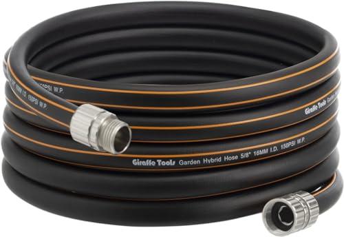 Giraffe Tools Garden Hose 5/8", Custom Length, Heavy Duty, No Kink, Flexible, Rubber Garden Hose, Leakproof Water Hose, 600 Burst PSI, 12ft Male to Female Hose