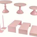 Set of 8 Pink Cake Stands Donut Holder Round Metal Dessert Display Risers Cupcake Stand Serving Platter for Weddings Birthday Baby Showers Anniversary Party