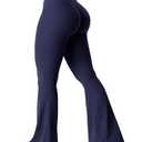 YEOREO Kalie Flare Scrunch Leggings for Women V Cross Waist Bell Bottom Yoga Pants Tummy Control Bootcut Workout Leggings Navy L