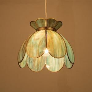 Flower Glass Pendant Light Vintage Kitchen Hanging Lamp Lotus Ceiling Lighting Fixture for Kitchen Island Dining Room Living Room Entryway Balcony etc.UL Listed Mixing Blue Green