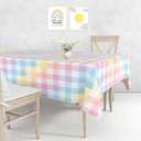 Pastel Tablecloths 54"x108" Gradient Colorful Checkered Rainbow Fabric Table Cover for Easter Birthday Bachelorette Engagement Wedding Bridal Shower Macaron Theme Outdoor Picnic Party Supplies