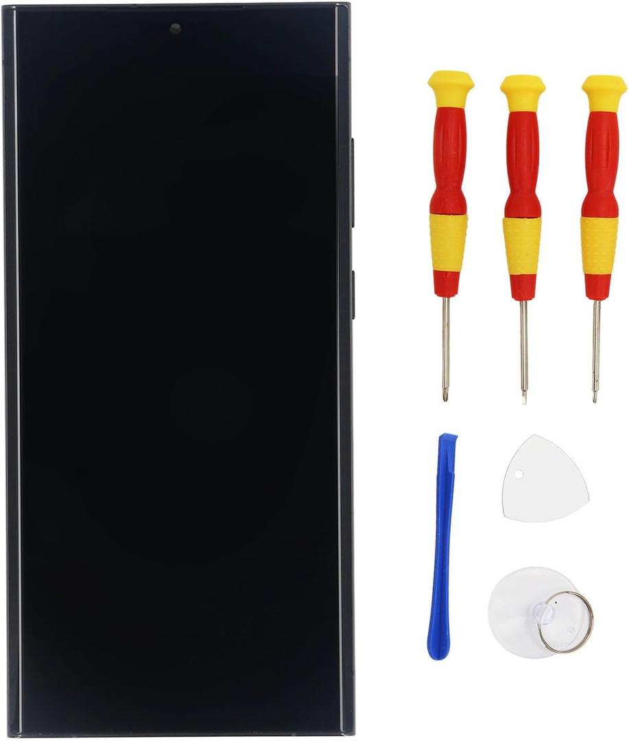 Screen Replacement for S23 Ultra, Screen Repair Kit with Frame and Repair Tools, for EU Version or S906B International Version (Black)