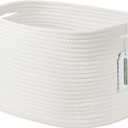 Cotton Rope Storage Basket, 15x10x9 Inches, Woven Basket for Shelves, Clothes, Toys, Towels, Books, and Laundry, Durable and Stylish, White (1 Pack)