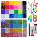 48 Color 3mm SS10 Jelly AB & Crystal Colorful Resin Rhinestones for Bedazzling Crafting Flatback Stones Gems Diamonds Bedazzler Kit for Nails Eyes Face Makeup Tumblers Bottles DIY Crafts Shoes