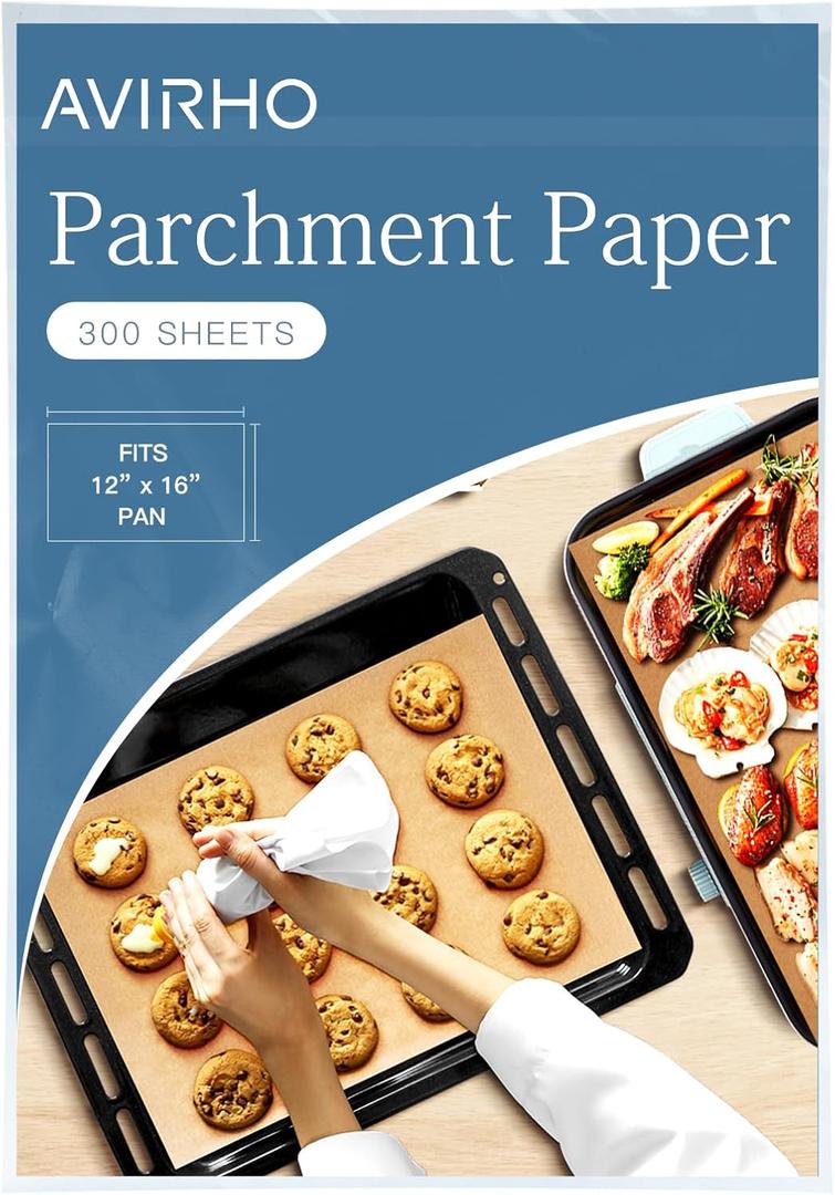 300 Pcs Unbleached Parchment Paper Sheets, 12x16 Inch Precut Baking Paper for Baking Sheet, Non-Stick Parchment Paper for Baking, Oven, Air Fryer, Grilling, Steaming, Cookies, Bread, Cake