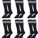 6 Pairs Kids Soccer Stretchy Knee High Tube Socks Colorful Football Athletic Team Socks for Boys Girls (4-8 Years)