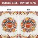 5 x Fall Garden Yard Flag 28 x 40 Inch Outside Double Sided Burlap Pumpkin Rugby Maple Leaf Welcome Flag Farmhouse Holiday Patio Lawn House Outdoor Decorations (Multicolor)