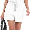 Casly Lamiit Women's Summer Short Sleeve Romper 2025 Casual Loose Crewneck Short Jumpsuit One Piece Outfits with Pockets (White, M)