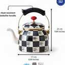 Checkered Tea Kettle with Heat-Resistant Handle, Black and White Pattern - 2.4 qt.