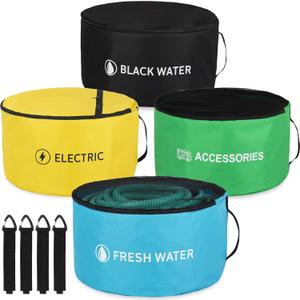 OULEME RV Hose Storage Bags, 4 Pack Large Waterproof Sewer Hose Bag, Fresh/Black Water Hoses, Electrical Cords and Organization Bags, RV Camper Travel Trailer Accessories, RV Utility Bag