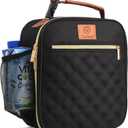 Genteen Kids Lunch Box Insulated Soft Mini Cooler with Bottle Holder, Lightweight Reusable Easy-Clean Lunch bag for Girls, Boys Back to School-Black