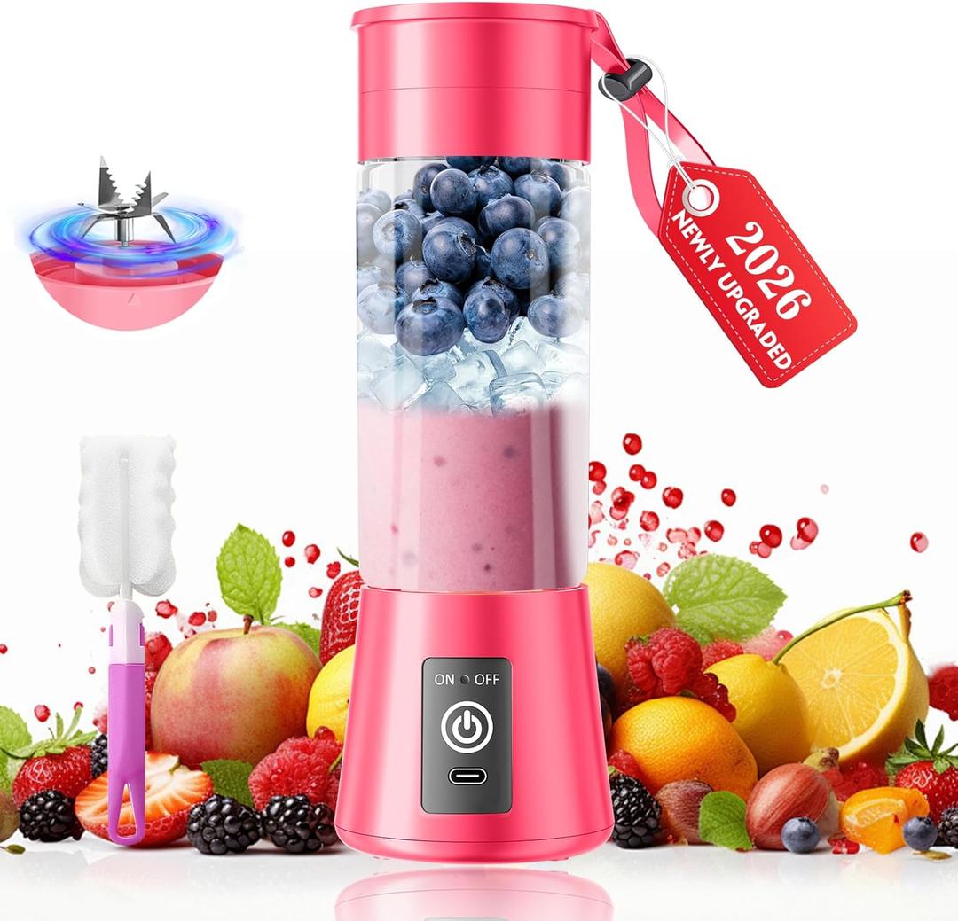 2026 Newly Upgraded Portable Smoothie Blender - Cordless Personal Blender Type-C Rechargeable, 13Oz Juice Cup BAP Free, 20,000Rpm Speed Powerful Blending, Freshly Squeezed in Sports/Office