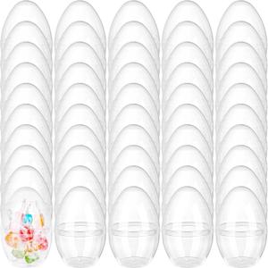 50 Pcs 3 Inches Clear Easter Eggs Fillable Plastic Easter Eggs Empty Transparent Eggs for Easter Hunt Easter Basket Stuffers