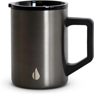 Elemental Insulated Coffee Mug - Triple-Wall Stainless Steel Summit Travel Cup for Hot and Cold Drinks - Thermal Coffee Mug with Lid and Handle for Camping, Office & Travel 16oz - Gunmetal