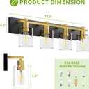 Bathroom Vanity Light,4 Light Matte Black and Gold Light Fixture with Thickened Clear Glass Shade, 30 inch Modern Wall Sconce, Bathrooms Vanity Light Over Mirror for Bathroom