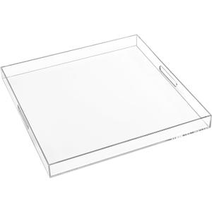 1818 Inch Clear Acrylic Serving Tray with Handles Extra Large Ottoman Tray Decorative Tray Spill-Proof Coffee Table Space Saver Oversize Counter top Organizer Platter with Safe Edge
