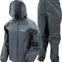 FROGG TOGGS Youth Ultra-Lite2 2-Layer Waterproof Breathable Rain Suit (Large, Carbon Black)