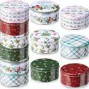 Christmas Cookie Tins with Lids for Gift Giving Small Xmas Tin Containers Round Metal Christmas Tins Empty Cookie Jar for Gift Giving Holiday Party Favors (Stylish Style)