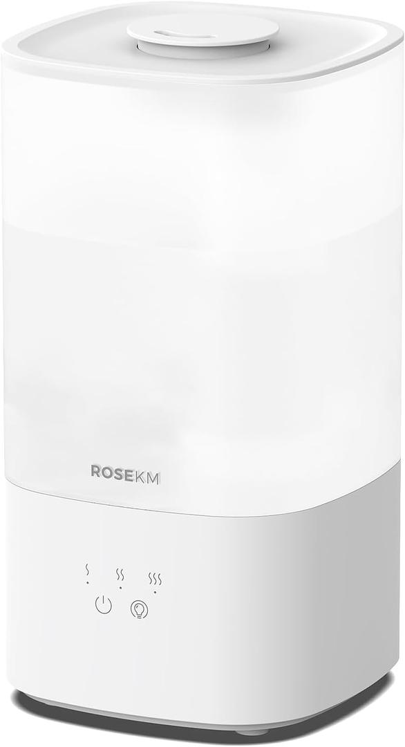 Humidifiers for Bedroom, Top Fill 2.5L Cool Mist Humidifiers for Large Room, Easy to Fill & Clean, 30H Runtime, 28dB Quiet Air Humidifier for Plants, Baby Nursery, Indoor with Night Light (White)