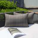 Kevin Textile Pack of 2 Decorative Outdoor Waterproof Throw Pillow Covers Lumbar Pillowcases Modern Cushion Cases for Patio Couch Bench 12 x 20 Inch Grey