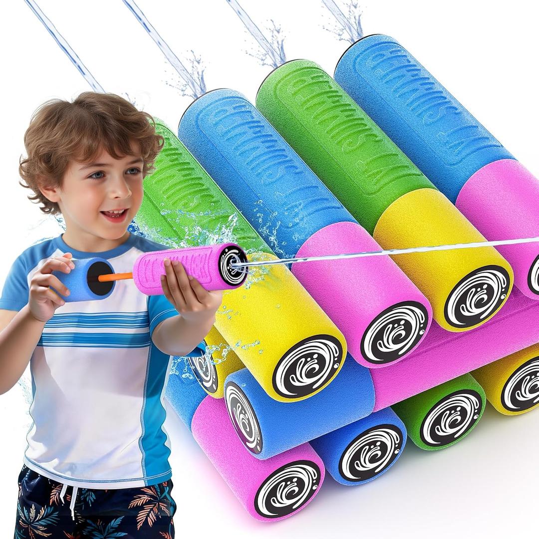 Water Guns for Kids Adults Toddler, High-Capacity Foam Squirt Gun Toy, Summer Fun Water Toys for Pool Outdoor Beach Games, Water Blaster for Ages 4-8 8-12 Boys Backyard Party Play (6.3" 12PCS)