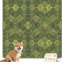 nunubaby Washable Pee Pads for Dogs, Stylish, Non-Slip and Leak-Proof Pee Pads. Reusable Potty Pads for Dogs for Crates and Floors.(Green/Multi, 36" x36" ) (36x36 Inch (Pack of 2))