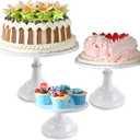 yarlung 3 Pack Metal Cake Stands, 8/10/12 Inch Pillar Style Cupcake Display Stand Dessert Trays for Wedding, Party, Birthday, Gatherings, White