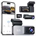 Eassky Dash Cam Front and Rear, 4K Front Dash Cam, 3K+1080P Dual Dash Camera for Cars, Built-in WiFi, Car Dashcams with Night Vision, Free 64GB Card, 24H Parking Mode, App Control, Silvery