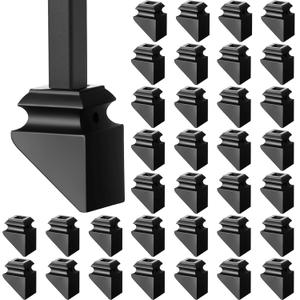 Funrous 48 Pack Iron Baluster Shoes Stair Flat Shoe with Screw for 1/2 Inch, Square Iron Balusters Wrought Spindles for Staircase Slant Shoes with Screw, Satin Black