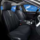 Doogo Front Seat Covers for Cars, Black Cars Seat Covers 2-Pack, Waterproof Leather Car Seat Cover Universal Interior Covers Fit for Most Sedan Truck SUV (Black&White line, 2PCS)