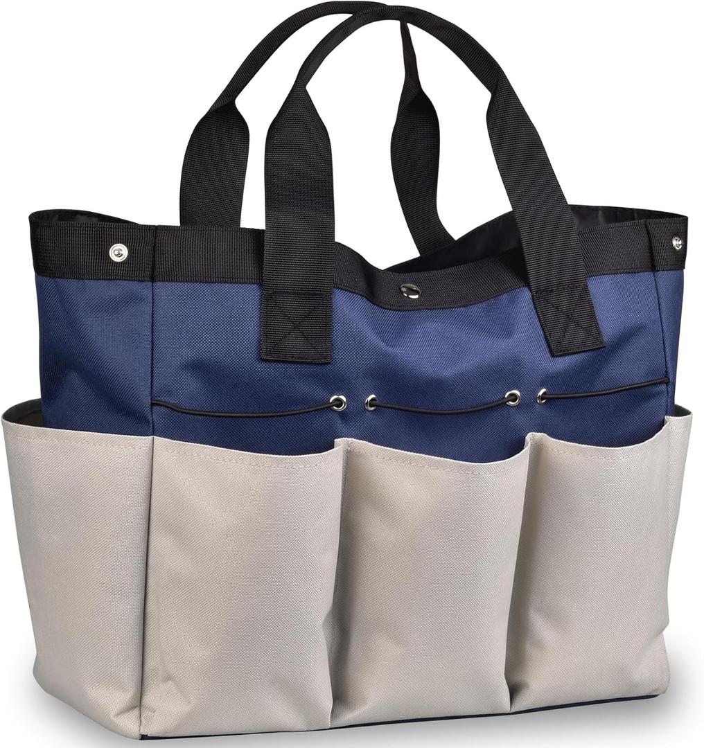 Garden Tool Bag Organizer, Heavy Duty Gardening Tote Bag with 7 Pockets and Zippers Pockets, Garden Home Tool Kits Organizer, (Tools are not included), Gray (Grey)