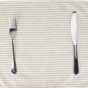 Plain Striped Cotton Linen Blended Dinner Cloth Napkins - Set of 12 (40 x 30 cm) - for Events & Home Use (Beige)