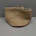 Mkono Tall Wicker Laundry Basket Woven Storage Basket Decorative Natural Rope Basket Wooden Bead Decoration for Blankets,Toys,Clothes,Shoes,Plant Organizer Bin with Handles Living Room 15"Wx17.7"L (Brown)