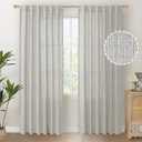 YoungsTex Light Grey Linen Semi Sheer Curtains 84 Inch Length for Living Room 2 Panels Set, Light Filtering Window Treatments Rod Pocket Back Tab for Bedroom Dining Farmhouse, 52 X 84 Inch
