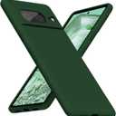 for Google Pixel 8 Phone Case Silicone, Minimalist Ultra Thin Slim Soft Rubber Solid Color Simple Cute Case for Girls, Aesthetic Girly Plain Jelly Gel & Camera Cover, Dark Green