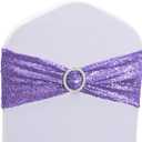 All Sequin Lavender Purple Chair Sashes 100 Pack, Sequin Chair Sashes for Wedding Party Folding Chair Decoration, Sequin Chairs Bands with Buckles for Fiesta Event Decorations