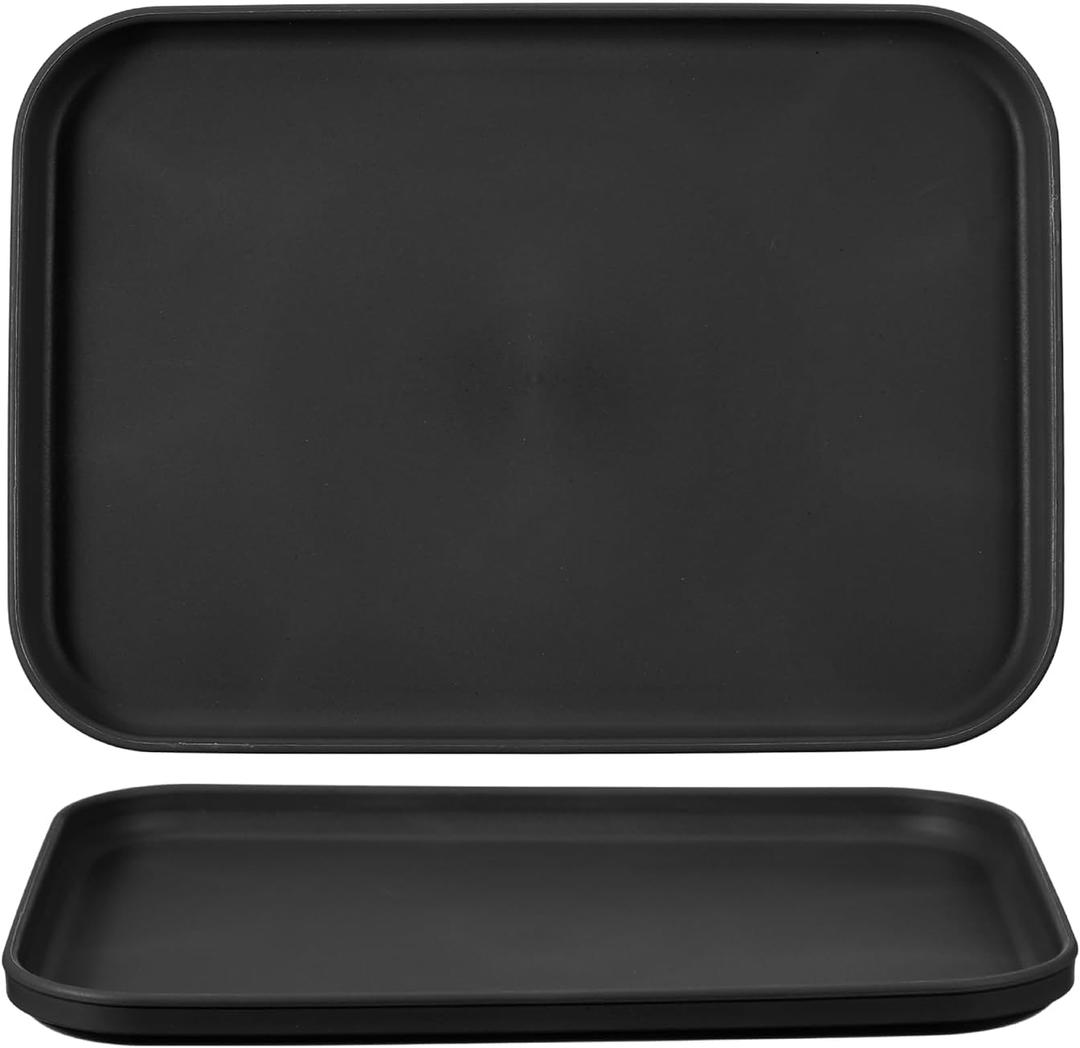 uxcell 2Pcs Fast Food Serving Trays, 9.4x6.8 Rectangular Reusable Restaurant Serving Trays for Kitchen Restaurant Coffee Fruit Burger Lunch Dessert, Black